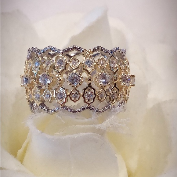 Mixed Metal AAA Cubic Zirconia Infinity Ring - Picture 2 of 7